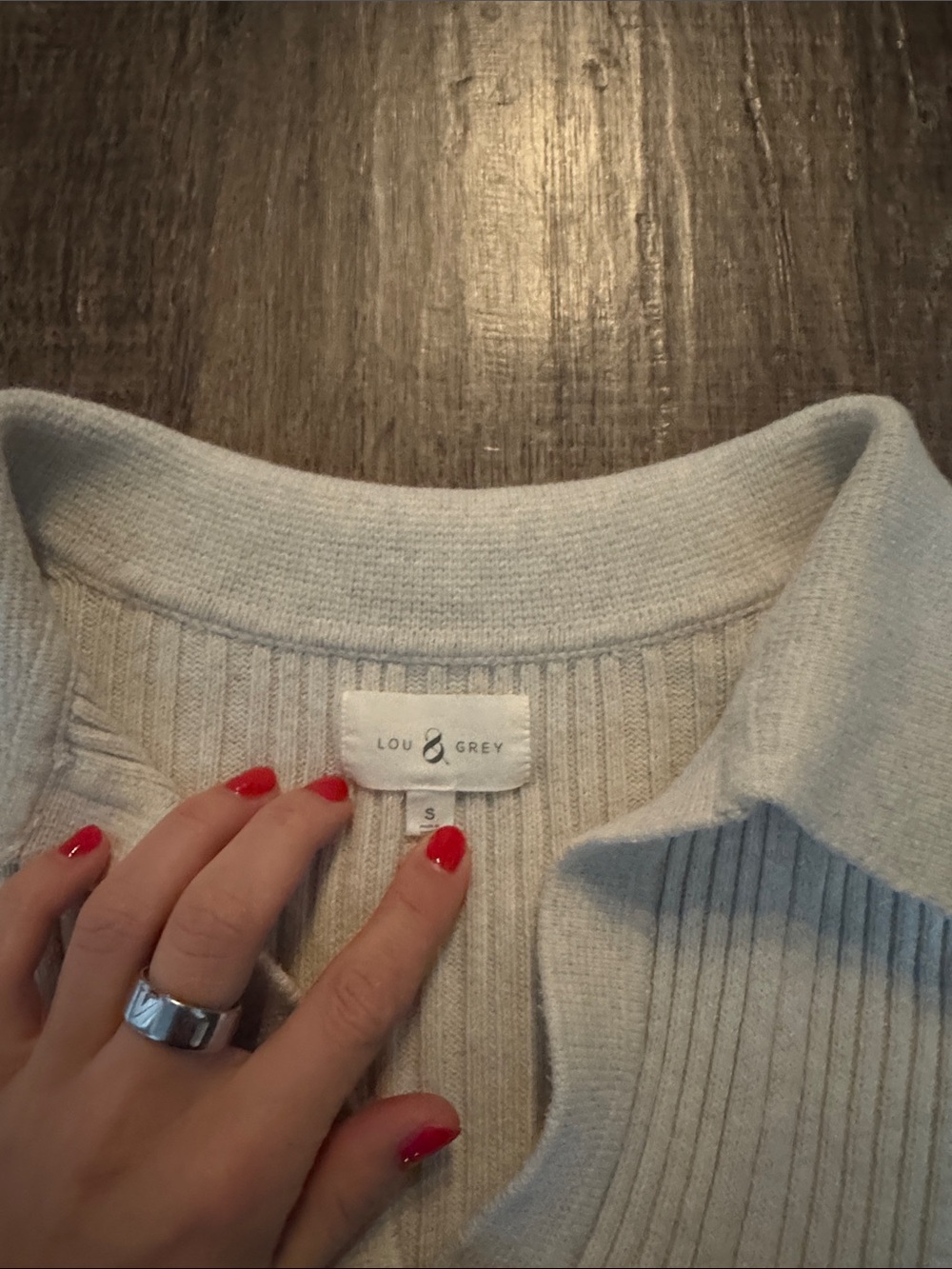Lou & Grey Heathered Ribbed Collared Sweater - Picture 3 of 4